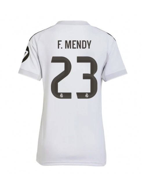 Zenske Futbalové oblečenie Real Madrid Ferland Mendy #23 2025-26 Krátky Rukáv - Domáci Zenske Futbalové oblečenie Real Madrid Ferland Mendy #23 2025-26 Krátky Rukáv - Domáci